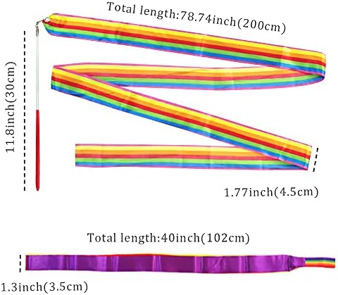 Shx 12 PCs Rainbow Dance Ribbon Ritmic Gymnastics Ribbon Dance STAMERS PAR