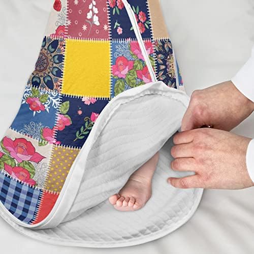 vvfelixl saco de sono para bebês recém-nascidos, remendos quadrados cobertores de bebê floral colorido, saco de dormir de transição para bebês, traje de sono para criança 12-24 meses