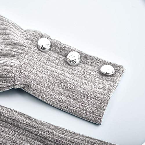 Suéteres femininos de Ymosrh para o botão de pulôver de gola alta de inverno