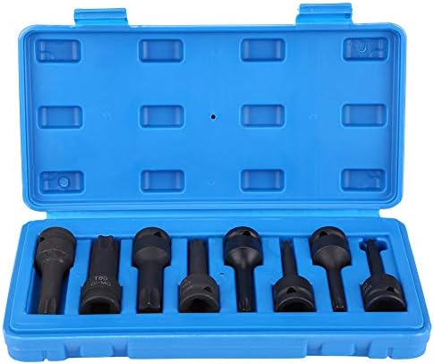 Dealpeak 8pcs/conjunto de 1/2 polegada de unidade profissional Torx Star Socket Tools Kit T30-T80 com caixa de transporte