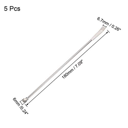 UXCELL LAB MICRO Amostragem Reagente Spoon 304 Aço inoxidável 2 em 1 Mistura de laboratório espátula 200mm 5pcs