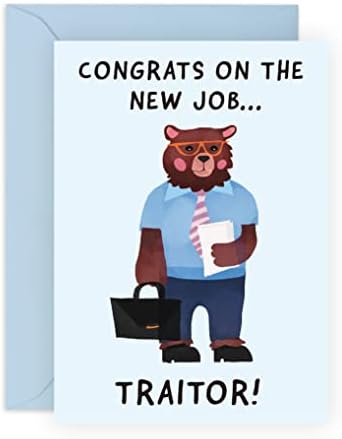 Centro de 23 colegas de trabalho Card - 'Novo Job Traidor' - Cartão de adeus - Cartão engraçado para colega - para homens, mulheres ela - vem com adesivos