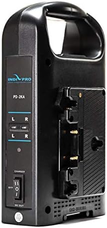 Indipro 2x Micro-Series 98Wh Gold Mount Li-Ion Kit para câmera Blackmagic URSA, inclui carregador de bateria duplo e placa