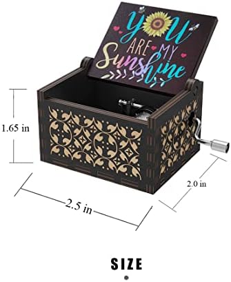 Bolunlun You Are My Sunshine Music Box, Filha/filho Presente para mamãe/avó, Laser de madeira Gravando caixa de música
