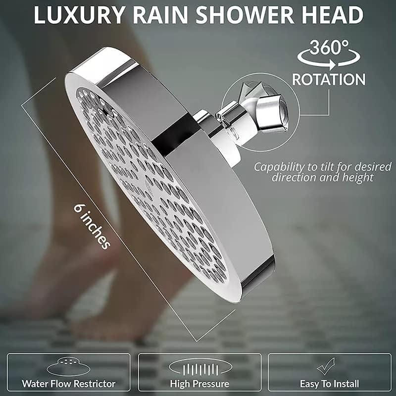 Gemox Round Rain Shower Head, Instalação fácil de 6 e substituição perfeita para o seu banheiro, poderosa pressão de alta pressão, Plástico Plástico Plástico Luxo