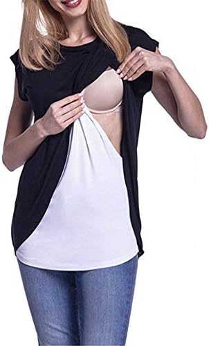 Andongnywell Women feminino de enfermagem em camadas em camadas de amamentação de túnica amamentando camiseta de manga