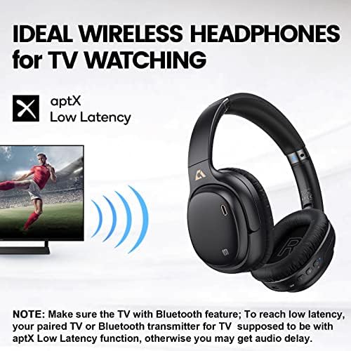 Ankbit E600Pro Hybrid Active Ruído cancelando fones de ouvido com APTX HD e baixa latência, sobre fones de ouvido Bluetooth, fones