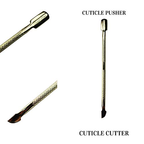 Cutticle Pusher e Cutter - Removedor e cortador de cutículas em aço inoxidável de grau de salão - ferramenta durável de manicure