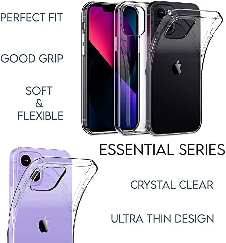 Tech Shield Crystal Clear iPhone 14 Plus - Caixa de TPU macia de itens essenciais Ultra Thin [Anti -amarelo, proteção