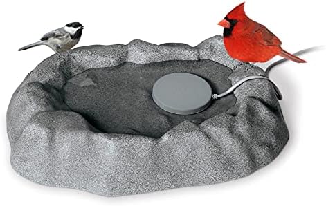 K&H PET Products Thermo-birdbath 1 galão de banho de pássaro aquecido ao ar livre para pássaros selvagens com aquecedor de banho de pássaro removível