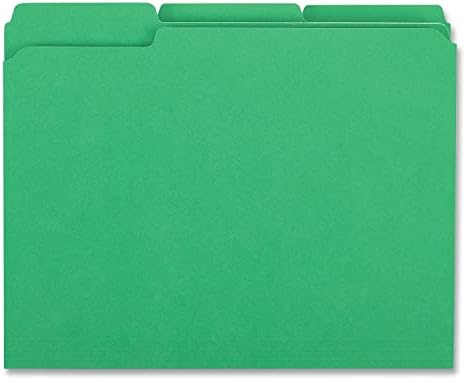 Pastas de arquivo coloridas universais 16162, 1/3 de corte variado, guia superior de dois-Ply, letra, verde, 100/caixa