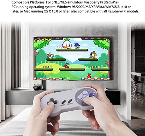 Conjunto de 2 controlador USB Adequado para Super Nintendo NES SNES, USB FAMICOM Controller Joypad Gamepad Adequado para laptop/computador/Windows/PC/Mac/Raspberry Pi