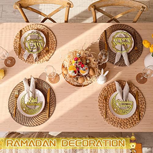 12 PCs Ramadã Mubarak Wood Sign Plate Sinact Sign Ramadan Kareem Wooden Word Decor Islâmica Decoração de parede Eid