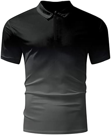 HDDK Mens Camisas Polo Gradiente Zipper Tops de Golfe de Verão Manga Curta Henley Zip Sports Sports Muscle Casual Camista