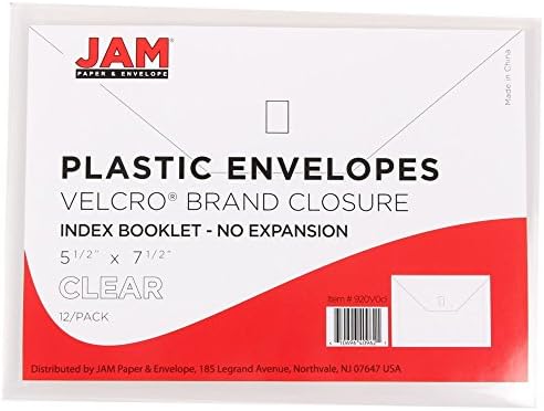 Jam papel de papel envelopes com fechamento de gancho e loop - Índice - 5 1/2 x 7 1/2 - cores variadas - 6/pacote