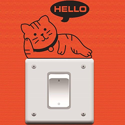 Adesivo removível do interruptor, 4 pcs fofo gatos pretos para dormir adesivo de parede de desenhos animados, decalques
