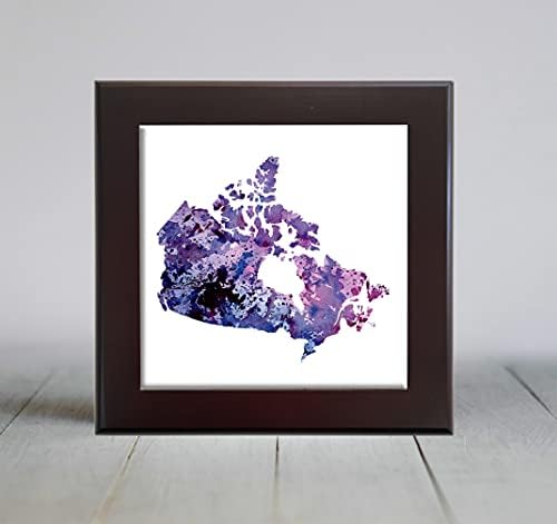 Purple Abstract Canada Canadá Arte em aquarela Decorativa Tile