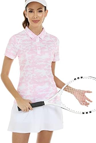 MOFIZ Corte as camisas de pólo de golfe feminino e as mulheres de umidade de umidade de golfe com bainha com uma fenda ligeiramente