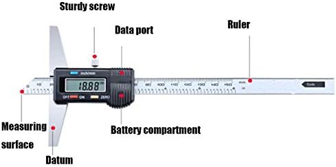 Syksol Guangming - Medidor de profundidade digital Vernier com caixa de armazenamento vermelho, ferramenta de medição de micrômetro