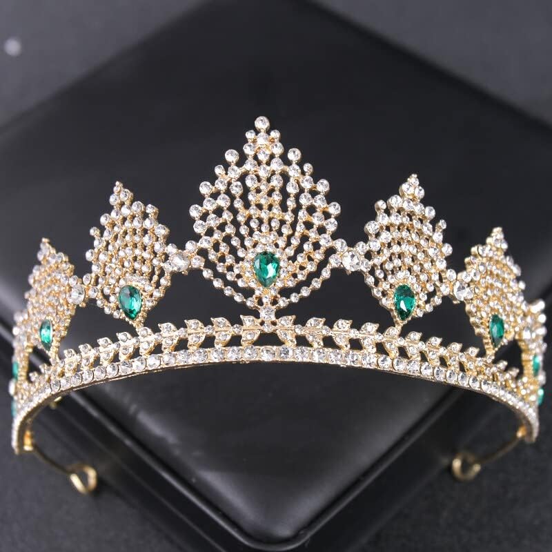 Dudodoo Rose Gold Silver Color Crowns Mulheres Noiva Verde Cristal Verde Stromestone Diadema Rainha Princesa Jóias Preto Barroco-24126