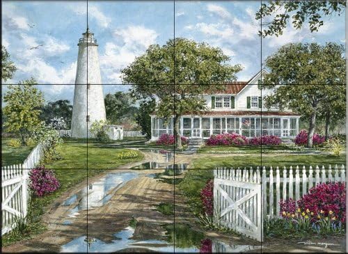 Mural de ladrilhos de cerâmica - Ocracoke Lighthouse - Por William Mangum