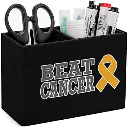 Beat Cancer Leter Pen Cup Cup Organizer Organizer Stand Box com dois compartimentos pretos
