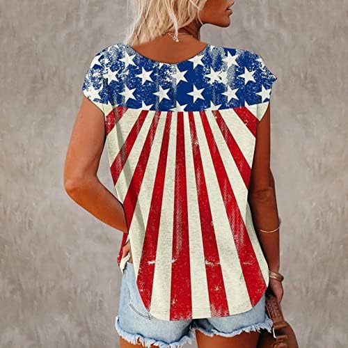 Adolescente tops tops EUA dia independência do dia slim tunics tops camisole t camisetas curtas manga de decote de decote de decote