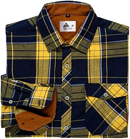 Camisa xadrez de flanela de Zity para homens de manga comprida