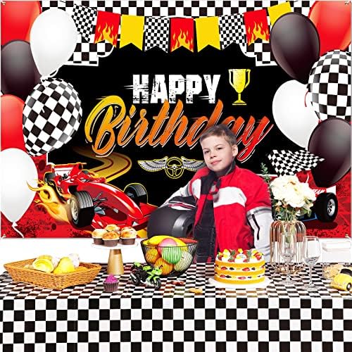 67 peças Race Decorações de aniversário do carro Feliz aniversário Carros de corrida bandeiras quadriculadas Balões