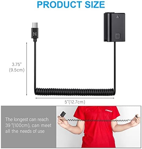 FOMITO NP-FW50 Bateria dummy decodificada por bateria NP-FW50 com cabo de adaptador de alimentação de mola tipo C para Sony