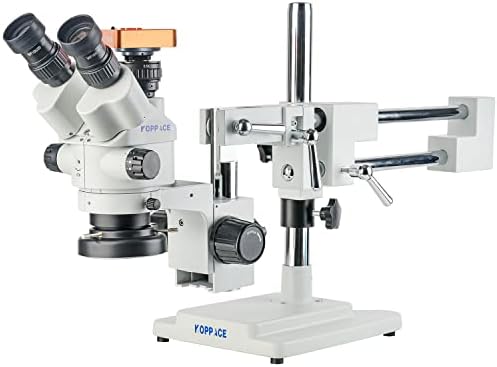 Koppace 3.5x-180x Triocular Microscópio Eletrônico Triocular Lens de Zoom Contínuo Suporte de braço duplo