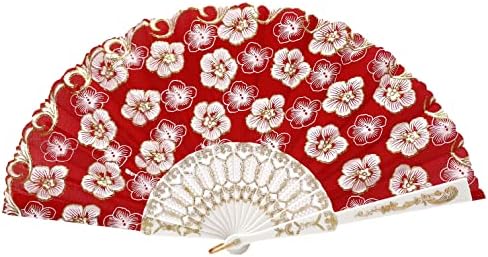 12 PCs Glitter Floral Pattern para Summer Colorful dobring Fan para Decoração de festa de casamento/Fã de mão/Configuração da mesa/decoração