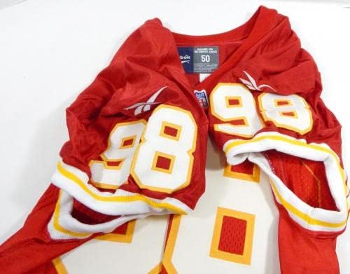 1998 Kansas City Chiefs 98 Jogo emitido Red Jersey 50 DP32203 - Jerseys de Jerseys usados ​​na NFL não assinada