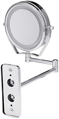 N/A Banheiro Shaving Makeup Mirror com luzes LED Monte de parede dois lados espelho de cosméticos girados