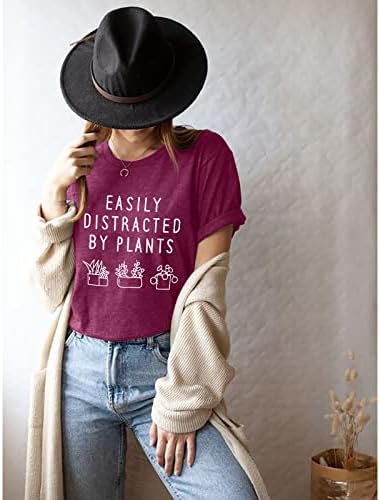 Facilmente distraído por plantas camisa feminina planta camisa gráfica jardinagem tops engraçados