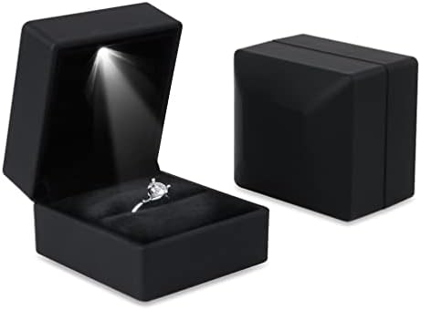 ISUPERB 2PCS Caixa de anel de LED LED Exibição de jóias de anel iluminada para proposta, engajamento, casamento, presente