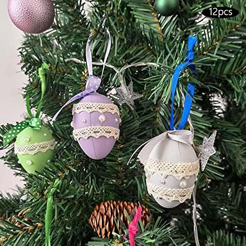 Tachiuwa 12pcs ovos de páscoa fofos fita de brinquedo de 6 cm de renda multicolorida decorativa para a árvore do dia dos namorados