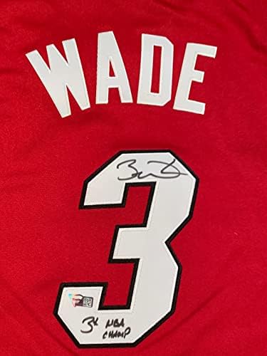 Dwyane Wade autografou Miami assinou uma autêntica camisa de basquete 3 x fãs campeões coa