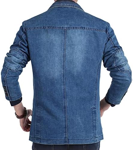 Idopy Men's Vintage Label Collar Jeans Jeans Jacket Trench Coat