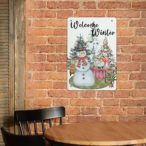 Christmas Welcome Winter Snowman Plaques Snowman Gift Metal Metal Aluminium sinal