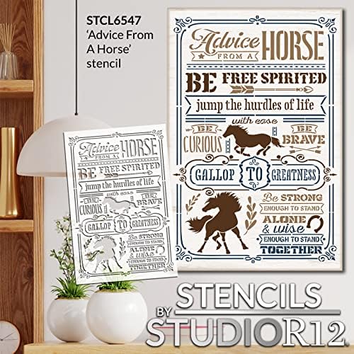 Conselhos de um estêncil de cavalo por Studior12 - Selecione Tamanho - EUA Made - Craft DIY Farmhouse Decoração de casa | Paint Farm Theme Wood Sign | Modelo Mylar reutilizável
