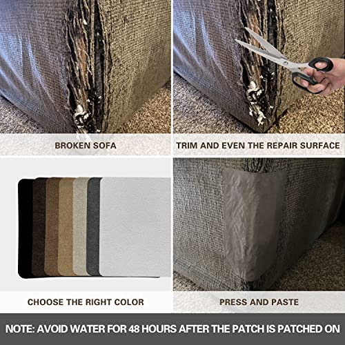 Patch de reparo de tecido de sofá azobur, manchas de microfibra de 6 peças, tecido de tecido de tecido de tecido