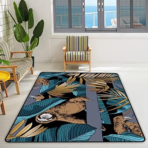 Rastreamento de tapete interno tappete de tapete engraçado marrom -preguiçoso tropical para a sala de estar quarto
