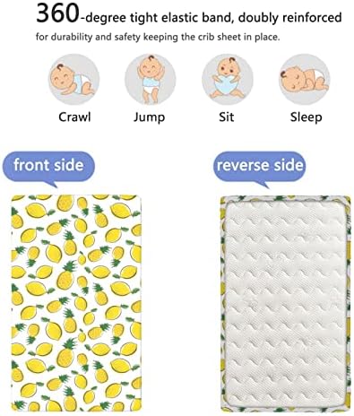 Limões com temas de mini folhas de berço, lençóis de berço portáteis folhas de colchão de colchão macio para crianças