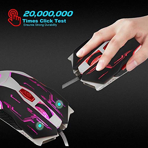 Mouse de jogos com fio profissional 2500 DPI Ajusta 6 botões Cabo Mouse de jogador de jogador de lED USB para PC REUS