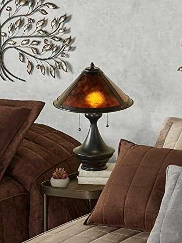 Toque da classe Donovyn Table Lamp Bronze - Amber escuro - Tiffany Style - Lâmpadas de mesa elegantes para quarto, sala