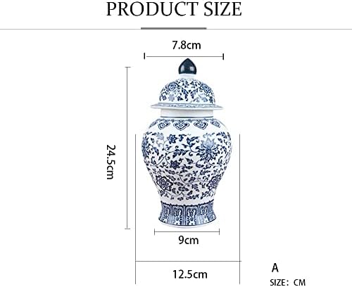 Tanque de sdfgh jarra antiga azul e branco porcelana de porcelana de armazenamento de decoração de decoração de chá lanches