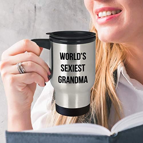 Caneca mais sexy de viagem da avó do mundo - Presentes do dia dos namorados de Natal - Melhor nome personalizado personalizado Presentes para a avó Granny avós - Idéia de presente de aço inoxidável de aço inoxidável durável