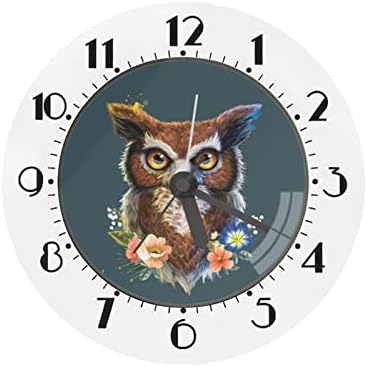 Frestree Cute Owl Flower Print Kids 'Relógios do quarto para dormir Organizador de mesa de mesa do estudo Relógios de estilo de estilo moderno para criança, meninos e meninas aprendendo Leia relógios de parede silenciosos não ticking