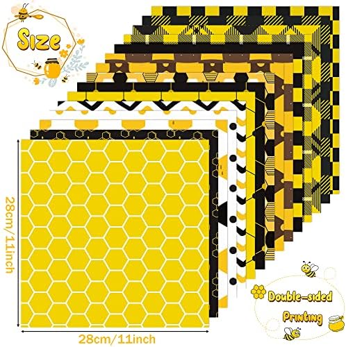 Haooryx 60pcs Summer Bees Plaid Pattern Paper
